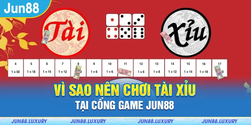 Vì sao nên chơi tài xỉu tại cổng game Jun88